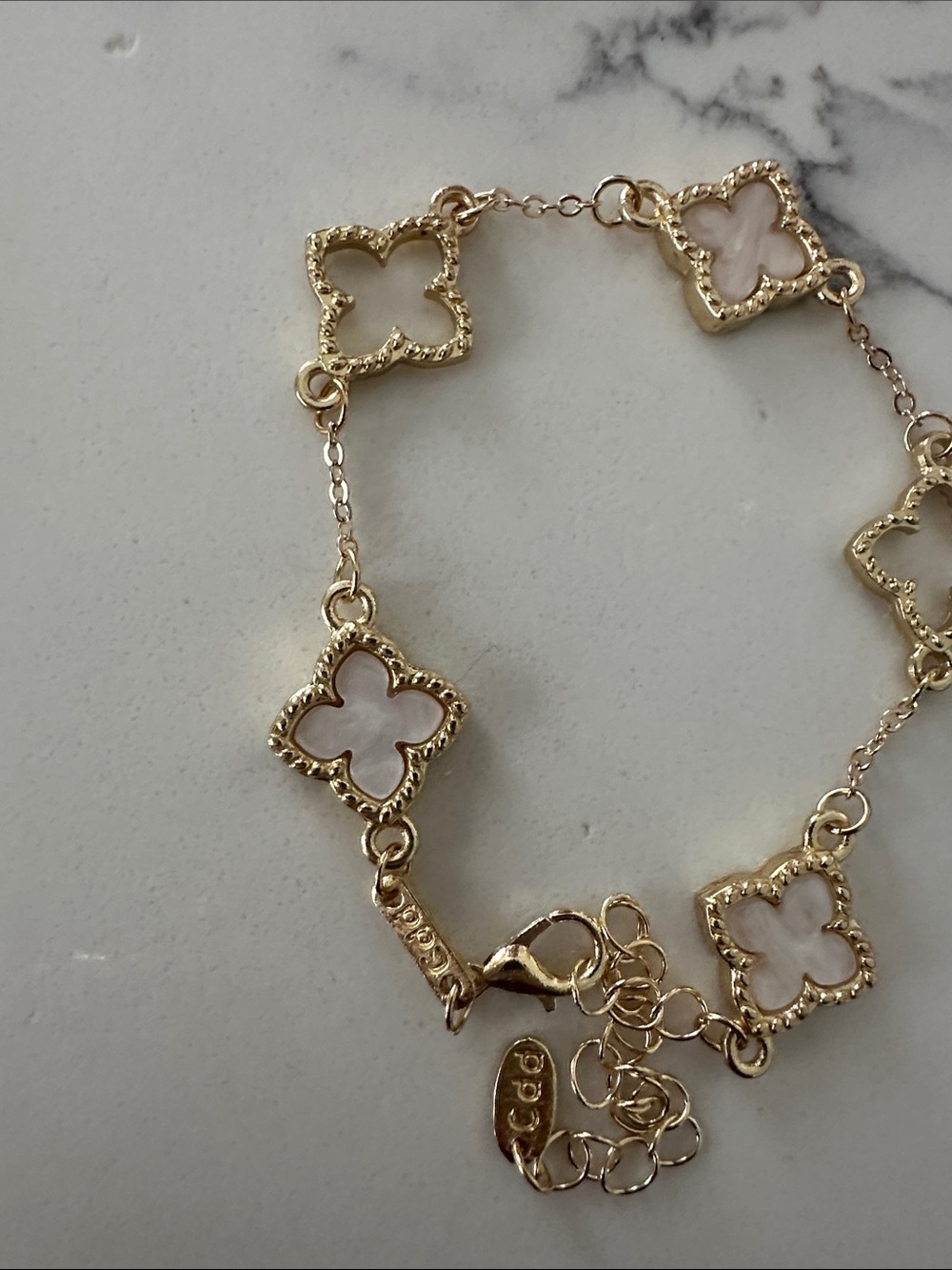 Affordable Fashion Finds Gold Clover Bracelet with White Accents - Picture 2 of 4